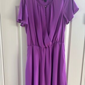 Elegant Purple Women's Dress with flutter sleeves
